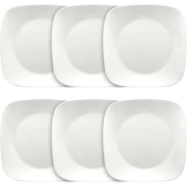 Corelle Square Pure White 10.5" Dinner Plates, Set of 6