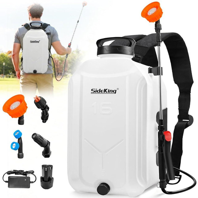 SideKing 4.2 Gallon Backpack Sprayer Battery Powered, 100 PSI Electric Garden Sprayer Compatible with Makita 12V Battery, Weed Sprayer with Telescopic Wand & 4 Nozzles for Lawn, Yard & Pest Control