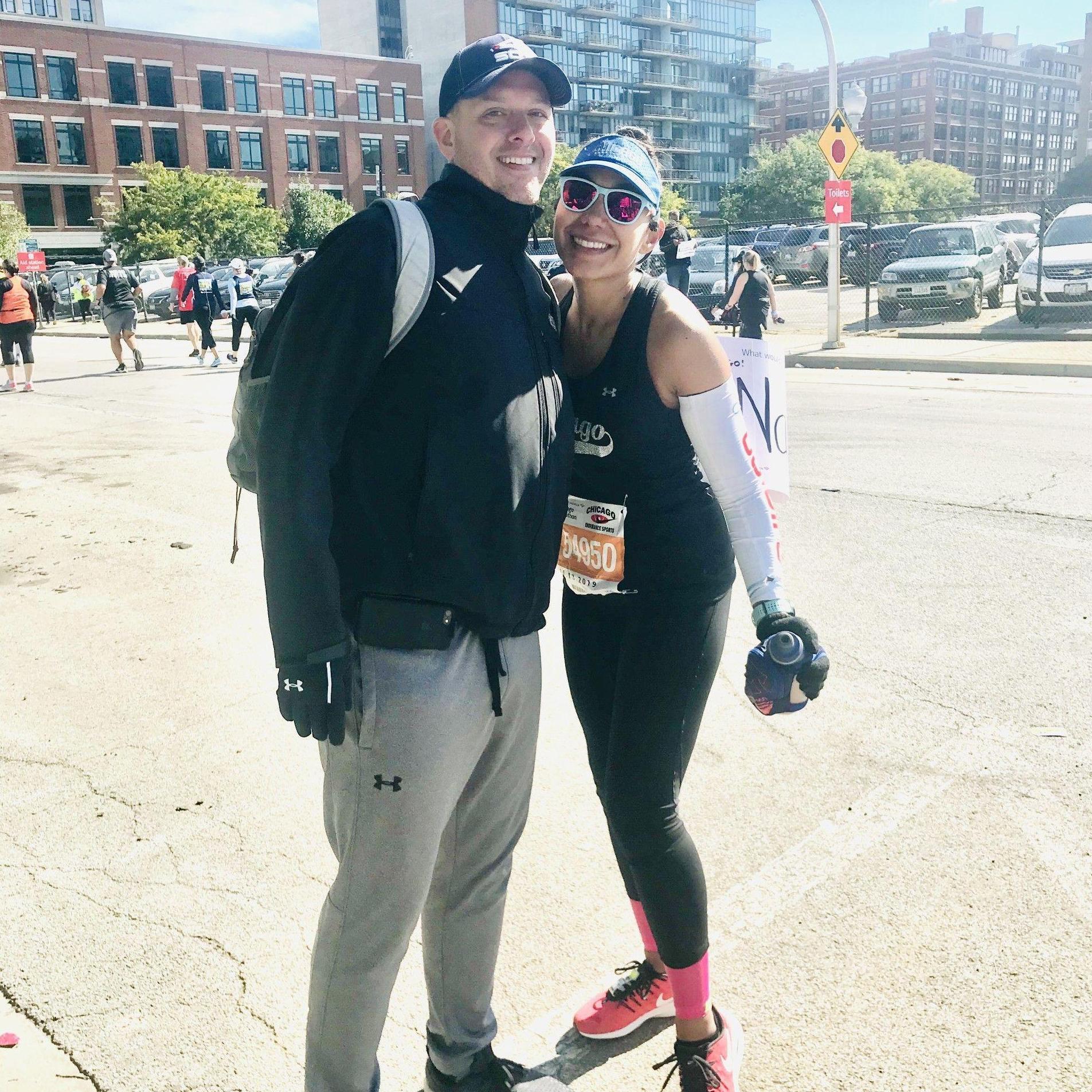 He's my biggest fan! Chris cheering me on at the 2019 Chicago Marathon!