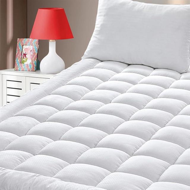 GERHOME Queen Size Quilted Fitted Mattress Pad Cover with Deep Pocket Fitted 8" - 21", Ultra Soft and Comfortable, Breathable (White, Queen)