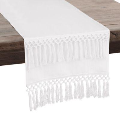 Envogue International 72-Inch Macrame Table Runner in White