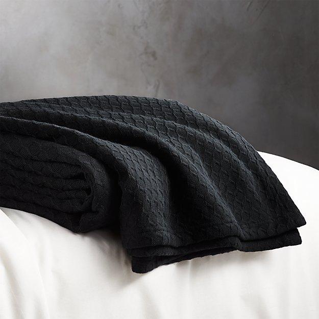 Hive Black Waffle Weave Blanket