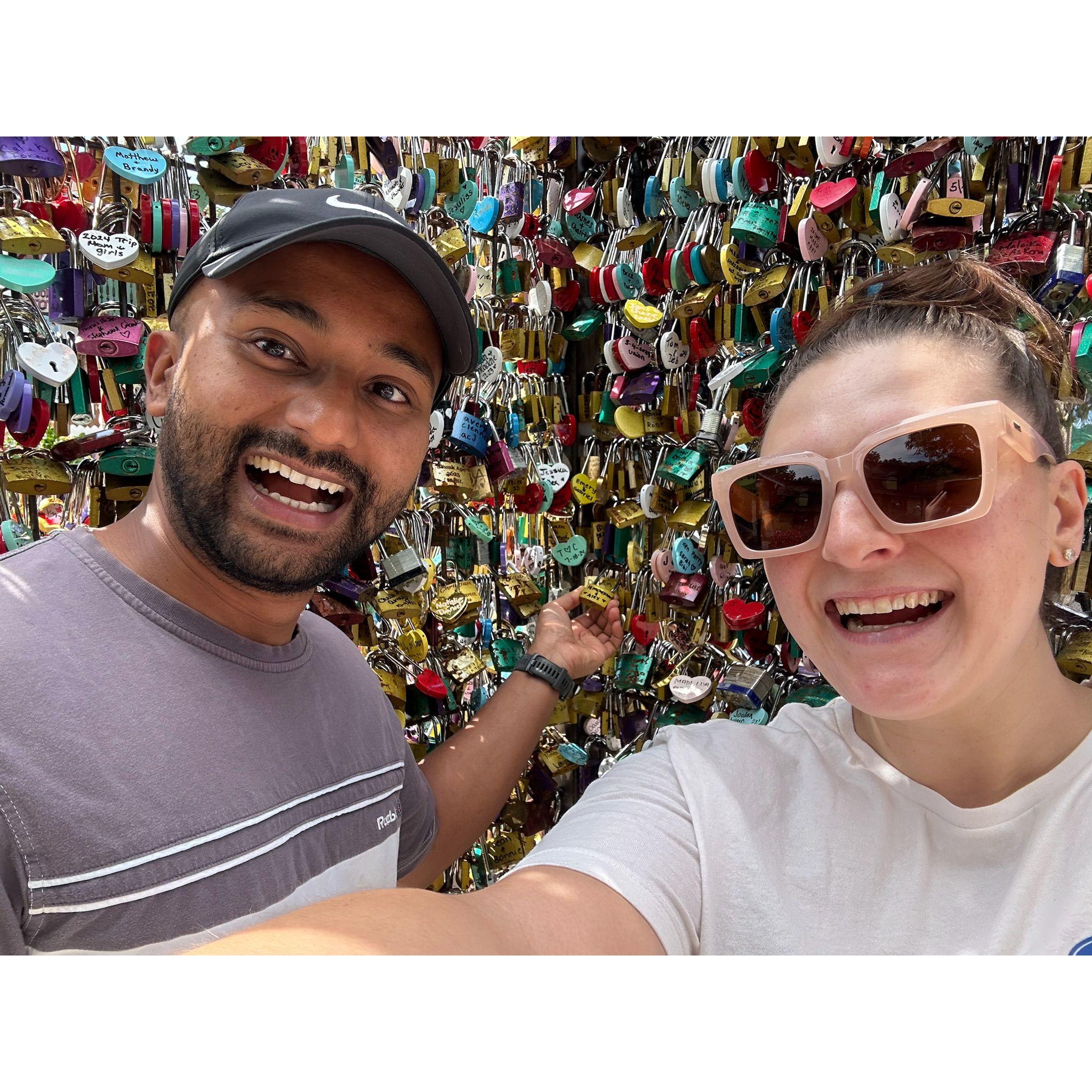 Locking our love second time in Helen, GA