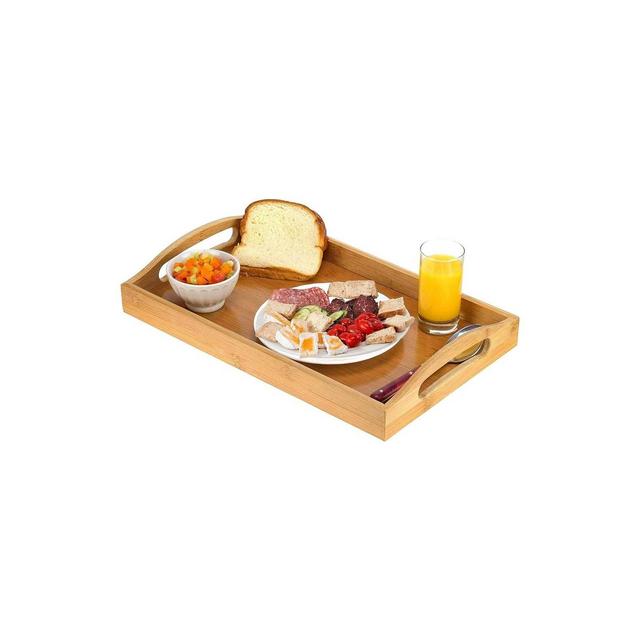 Bamboo Serving Tray with Handles - Serving platters Great for Tea Tray, Dinner - Wooden Tray with Handles - Coffee Table Tray for Breakfast HomeItUsa