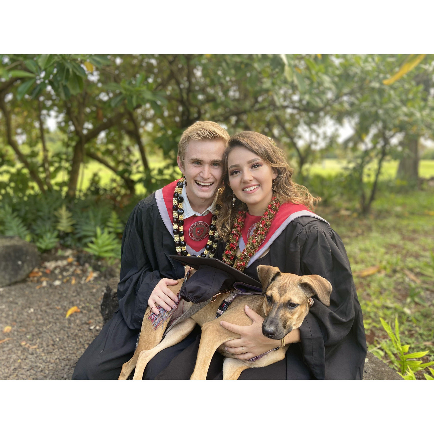 In May, 2021, we graduated with our Bachelor's degrees, and celebrated with our new pup Peanut!