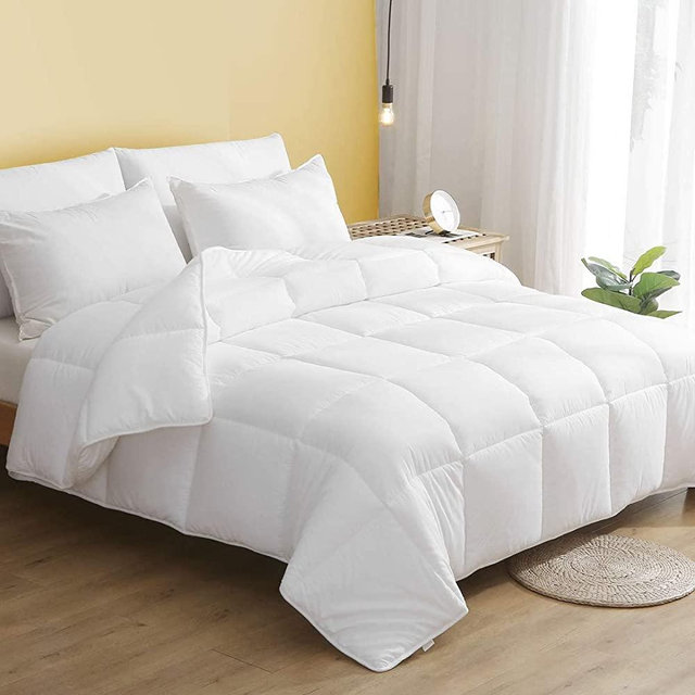 DWR 100% Cotton Lightweight Down Alternative Comforter - Ultra-Soft Skin-Friendly Cloud Breathable Cooling Eucalyptus Microfiber Comforter Duvet for Warm Sleeper (King, White)