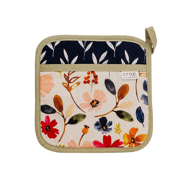 Crae Home - Pot Pad, Ester Print - hot Pot, hot Pads for Kitchen, Cotton pad Holder with Hanging Loop, Thick Heat-Resistant Cotton Trivet for counters & Tabletop