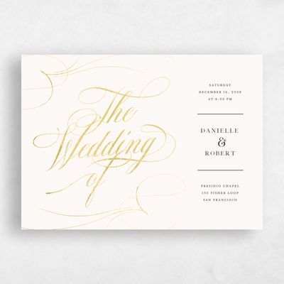 Beige Foil Wedding Invitation - Clifton Landscape Foil