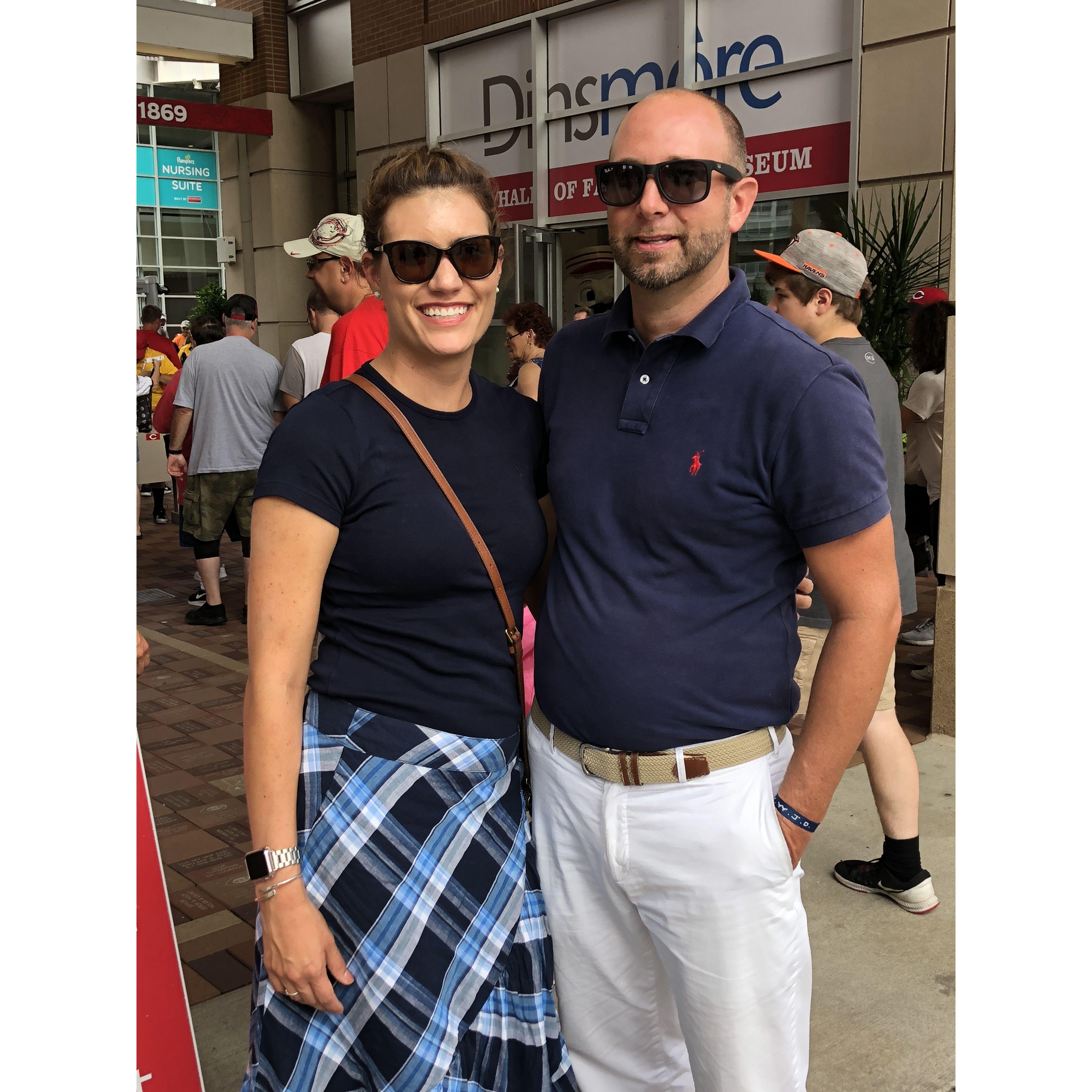 One of the first photos of Eric and I after seeing the Reds play with his family!
