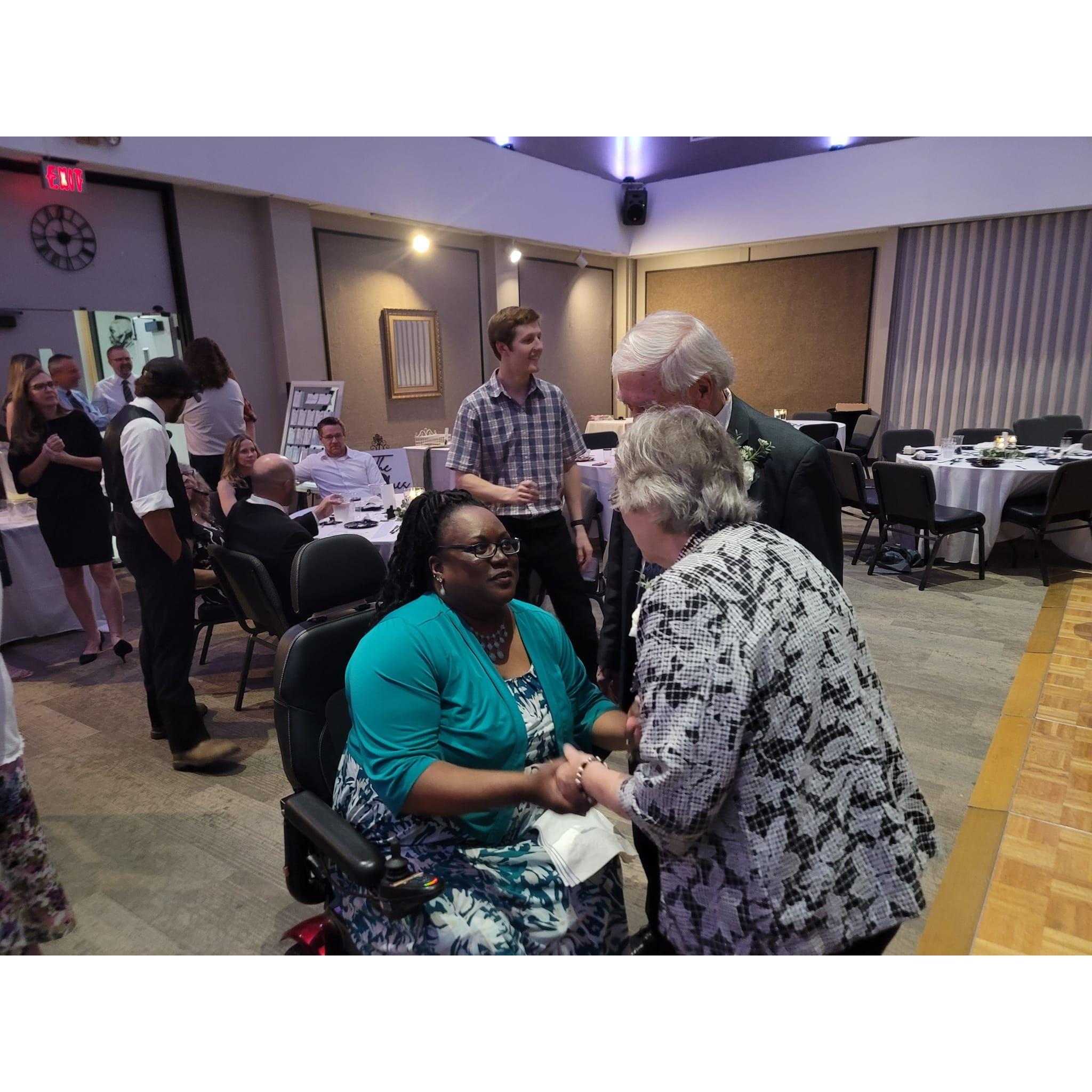 Jokima speaking to her close friend Kathy's parents! They've been married over 60 years!