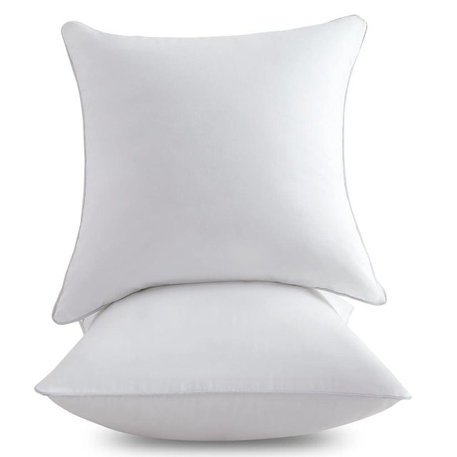 FAVRIQ 16 x 16 Pillow Inserts (Set of 2) - 16 Inch Square Interior Sofa Throw Pillow with 100% Cotton Cover - Decorative Pillow Insert Pair - White Couch Pillow