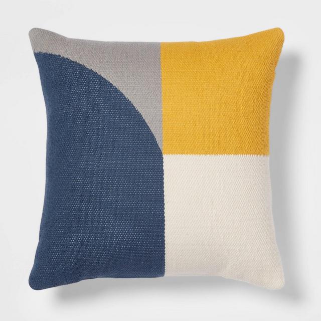 Color Block Square Throw Pillow Ivory/Blue - Threshold™