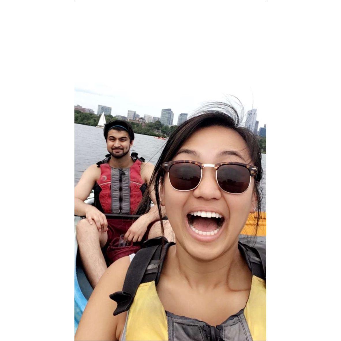 During a kayaking excursion on the Charles River! (2017)