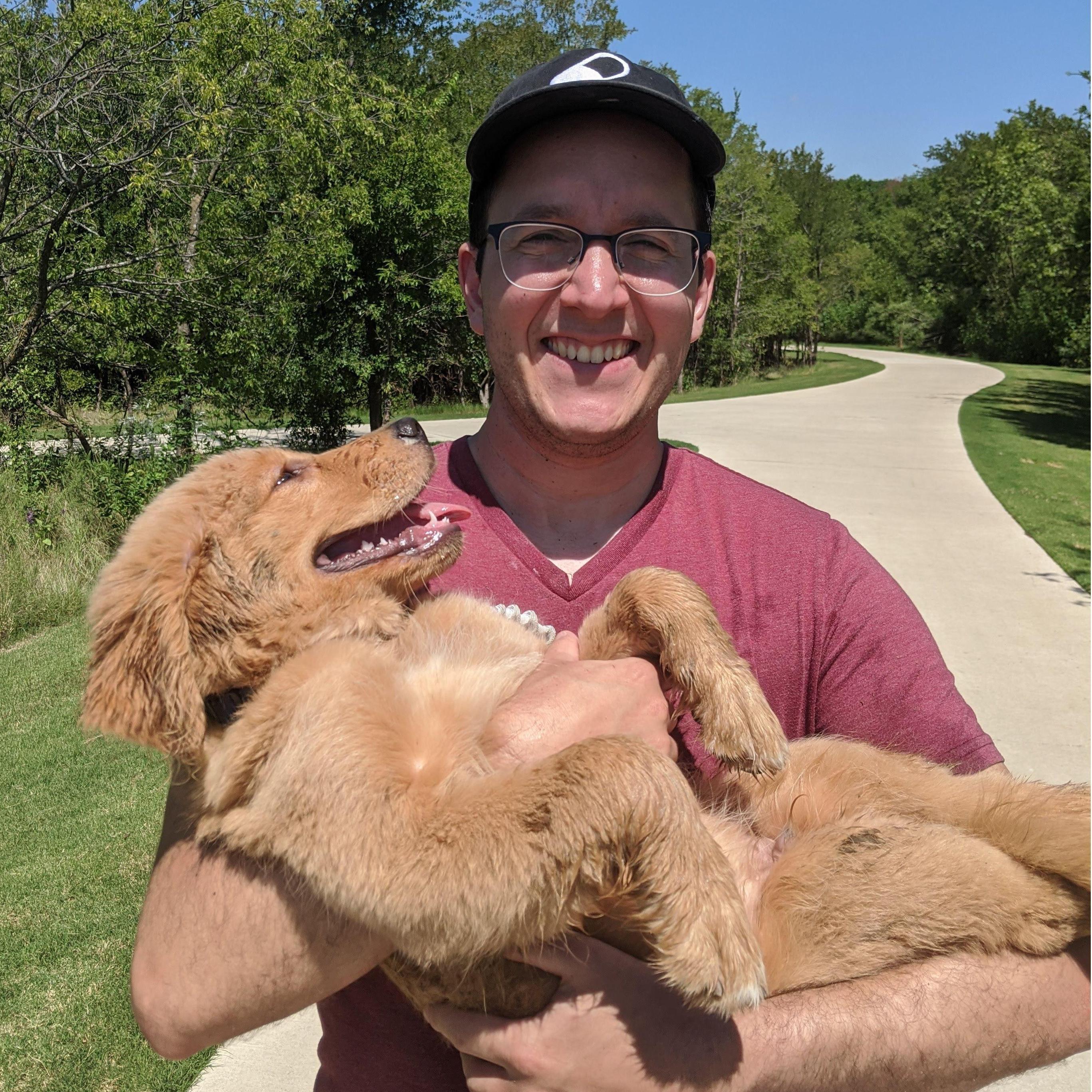 Huey had to be escorted away from the dog park.