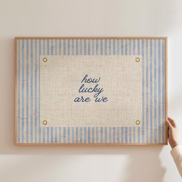 How Lucky Are We Print Trendy Aesthetic Home Decor Navy Blue Typography Poster Positive Wall Art Vintage Aesthetic DIGITAL Dorm decor