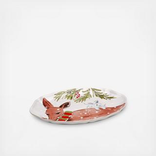 Deer Friends Holiday Small Oval Platter