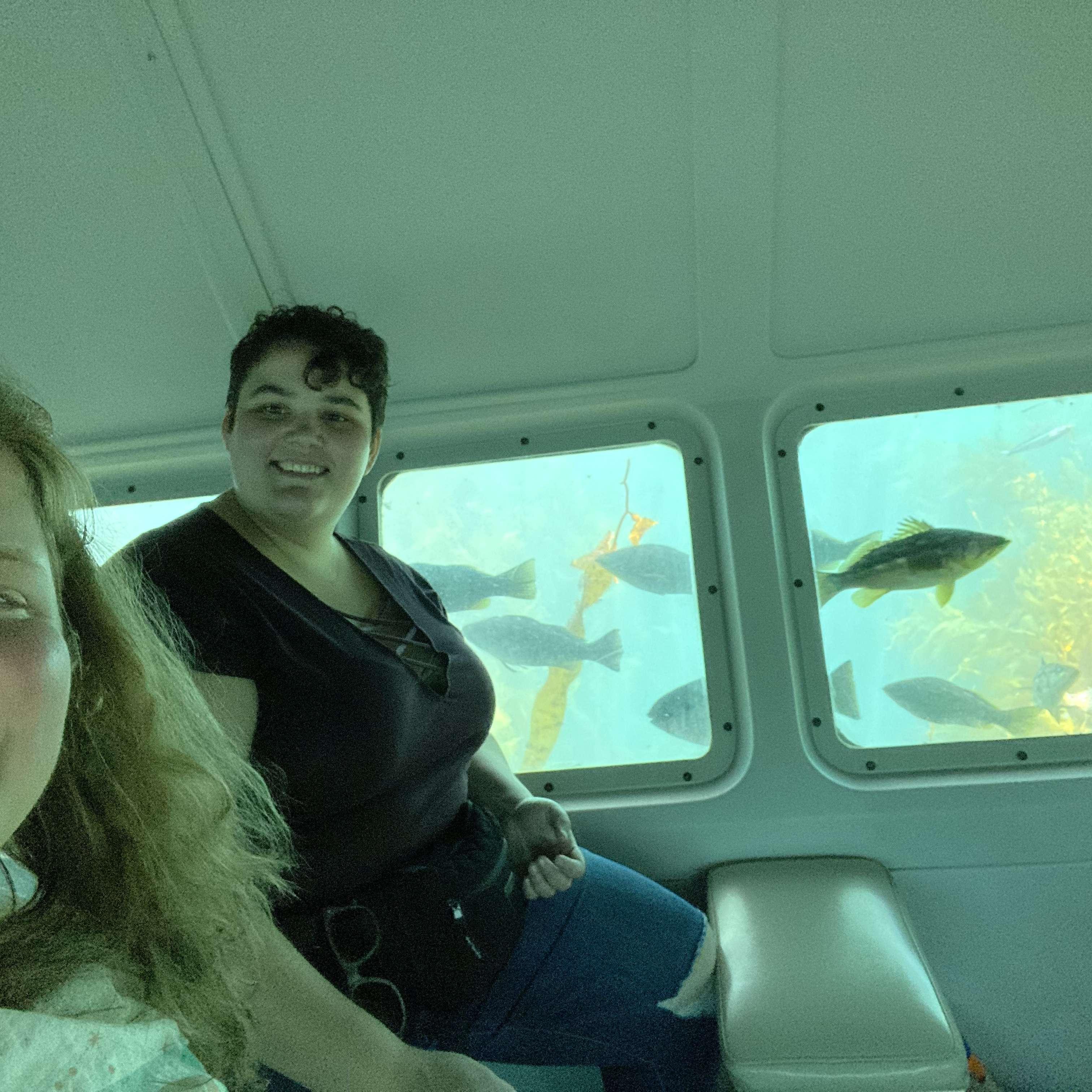 Nina and Tavala taking their first undersea submarine adventure in the Pacific Ocean.