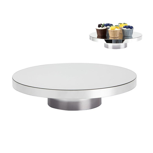 KVMORZE 11.8''Silver Cake Stand, Round Dessert Table Display Holder, Acrylic Cake Tray Serving Platter for Party, Wedding, Birthday, Baby Shower, Anniversary (Silver)
