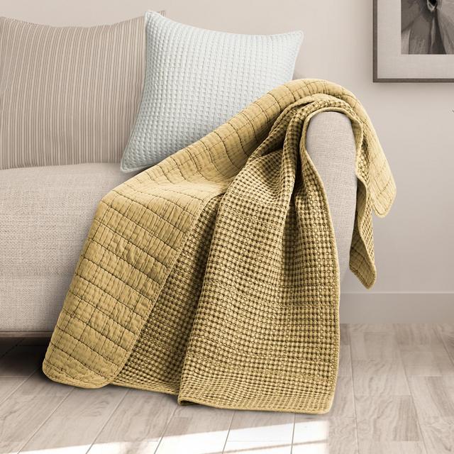 Mills Waffle Ochre Quilted Throw- Levtex Home