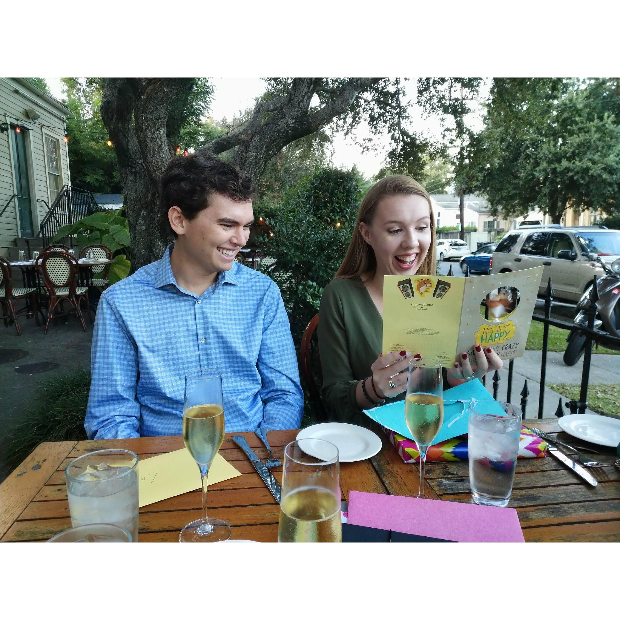 Emily's 21st birthday dinner.
