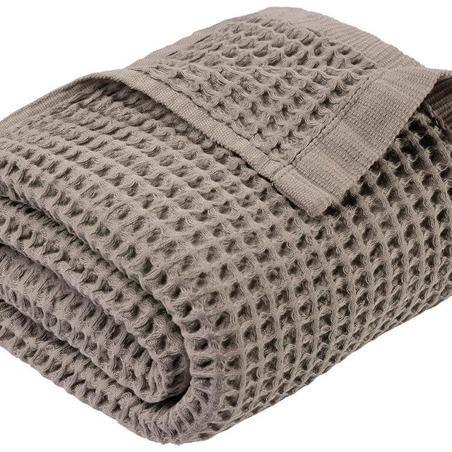 DEMMEX Organic Cotton Waffle Weave Turkish Bath Towel - Ultra Soft Lightweight Quick Dry, Oeko-Tex Certified, 100% Turkish Cotton (Beige, Large (60x30))