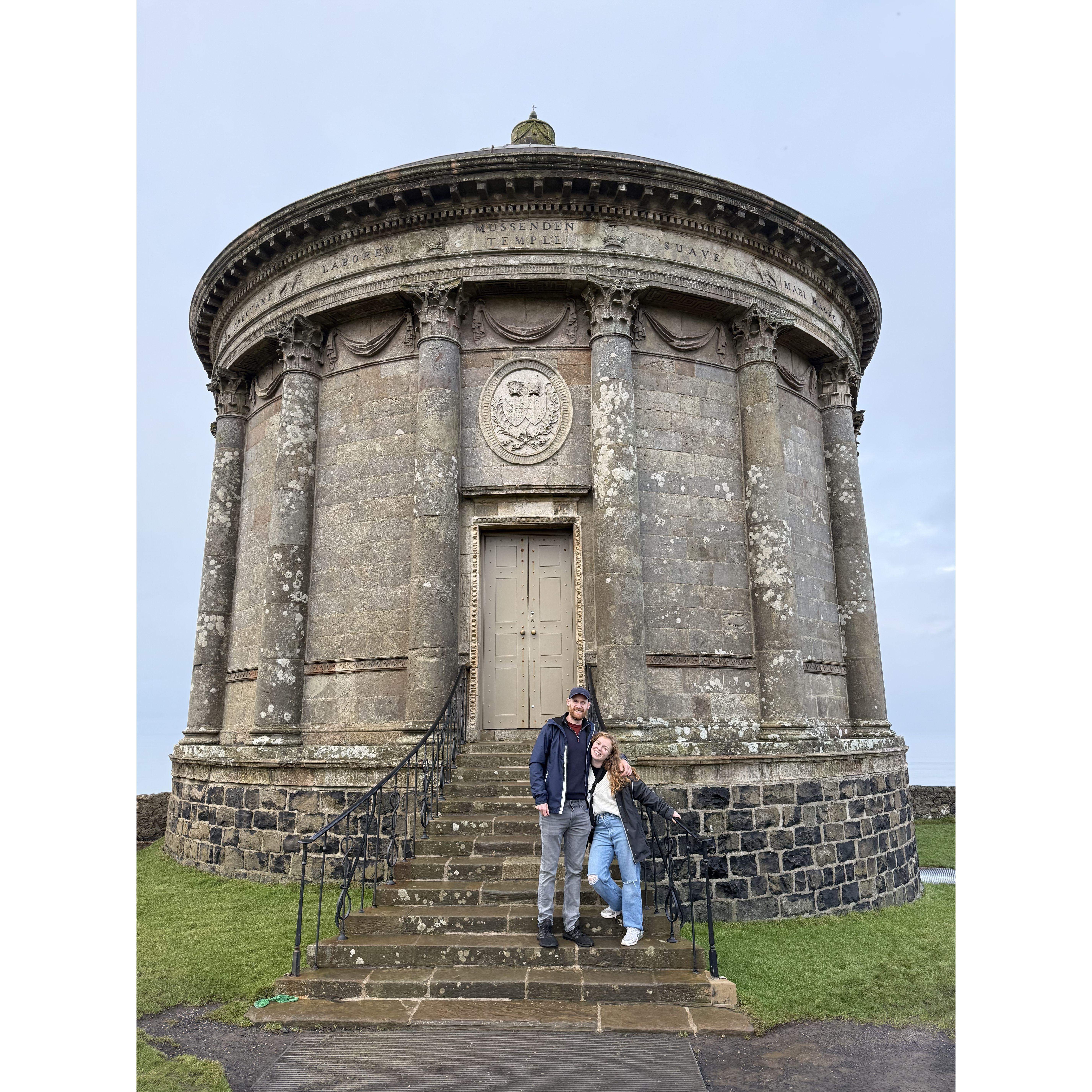 At Mussenden Temple also known as "the falling temple" on the Causeway Coast in Northern Ireland
