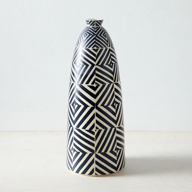 Cody Hoyt Ceramic Vase, Charcoal + White