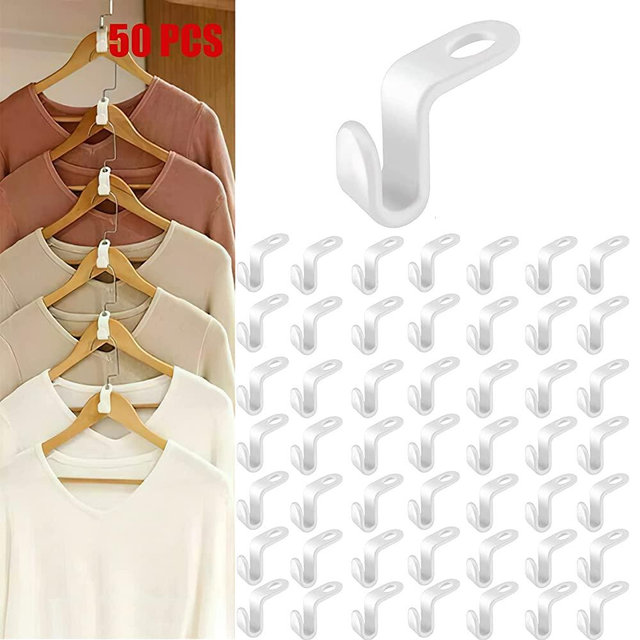 Clothes Hanger Connector Hooks 50PCS Plastic Hooks Cascading Hangers Space Saving Organizer for Heavy Duty Clothes Closet