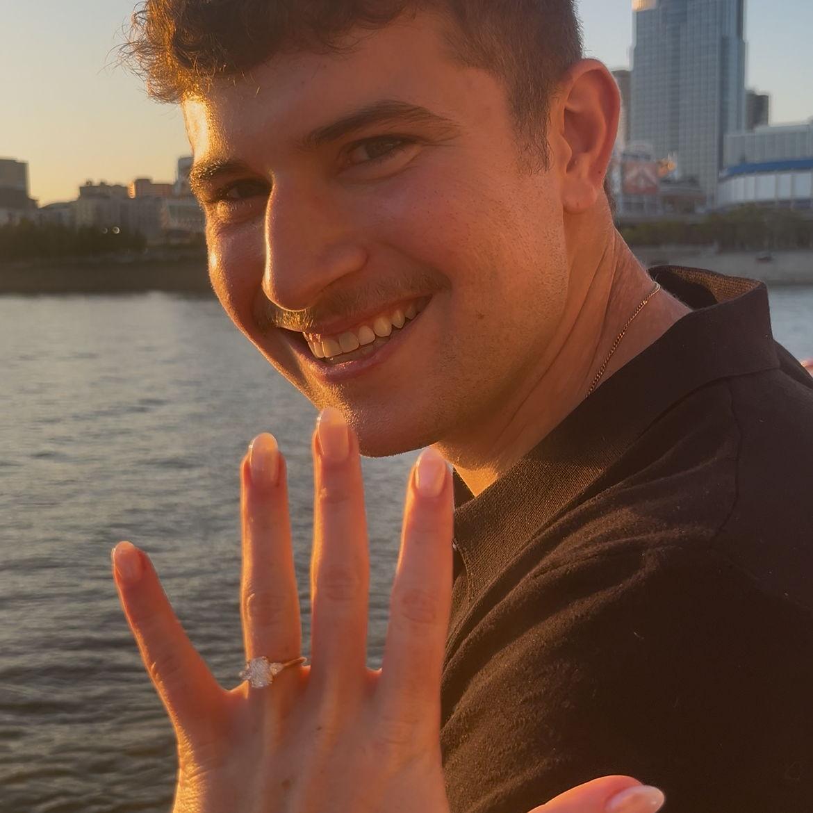 We got engaged on the Ohio River on a ferry boat!