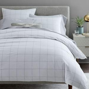 Organic Washed Cotton Windowpane Duvet Cover + Shams