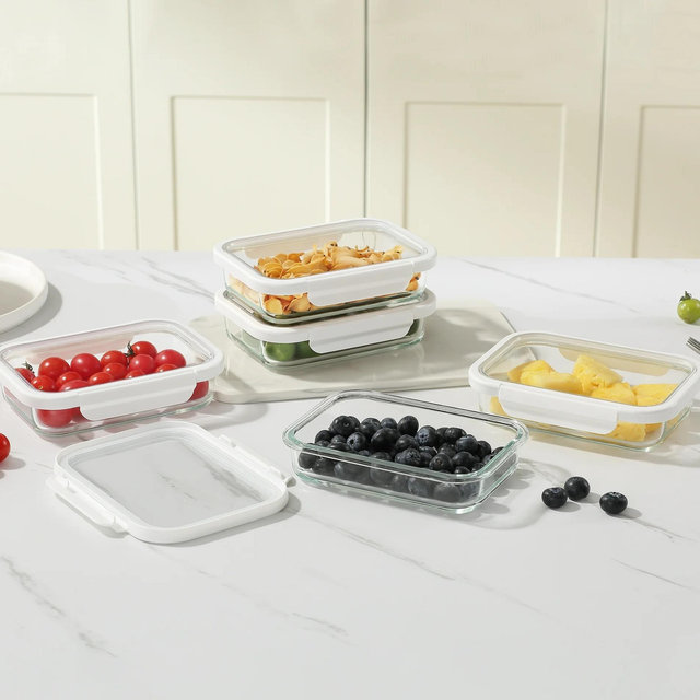 Better Homes & Gardens 2.3Cup Rectangle Glass Food Storage Container with Tritan Lid. Set of 5, 10 Pieces