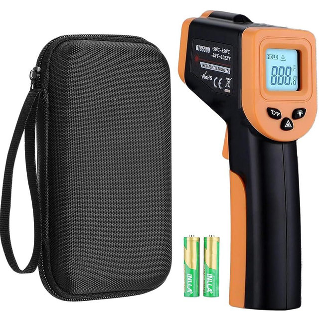 Blackstone Infrared Thermometer Temperature Gun for Cooking, IR Thermometer for Pizza Oven Griddle Cast Iron -58℉~1022℉ Non-Contact Digital Laser Thermometer Gun with Hard Storage Case (NOT for Human)