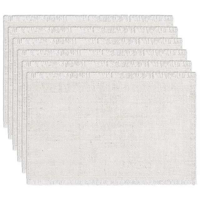 FunWheat Burlap Braided Placemats Set of 6 for Dining Tables Heat Resistant Jute Table Mats Farmhouse Woven Fabric Natural Rustic Place mats for Wedding Decoration (White)