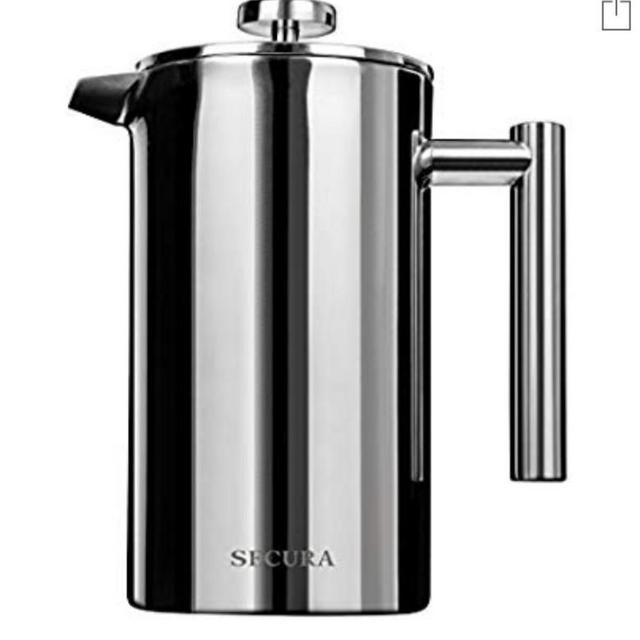 Secura 1500ML French Press Coffee Maker, 50-Ounce, Stainless Steel 18/10 SFP-50DSC, Extra Stainless Steel Screen
