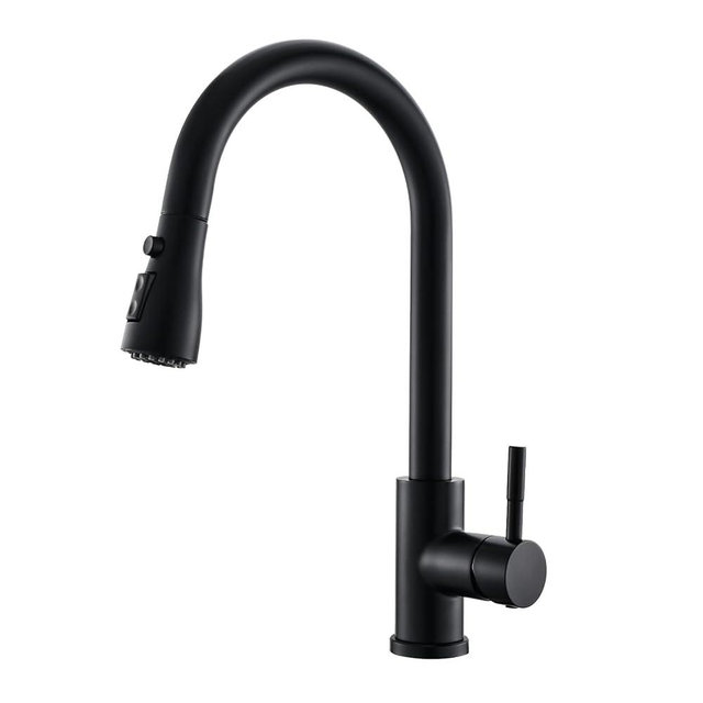 GIMILI Black Kitchen Faucet with Pull Down Sprayer Single Hole Kitchen Sink Faucet Suitable for Farmhouses RV Laundry Room Outdoor and Campers