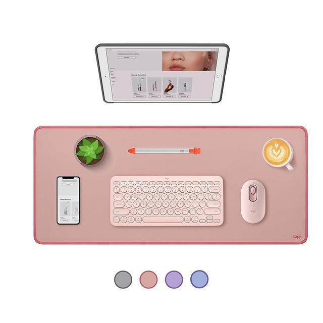 Logitech Desk Mat - Studio Series, Multifunctional Large Desk Pad, Extended Mouse Mat, Office Desk Protector with Anti-slip Base, Spill-resistant Durable Design, in Darker Rose