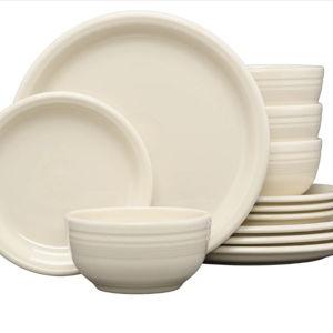 Bistro Coupe 12-Piece Dinnerware Set, Service for 4 - Linen