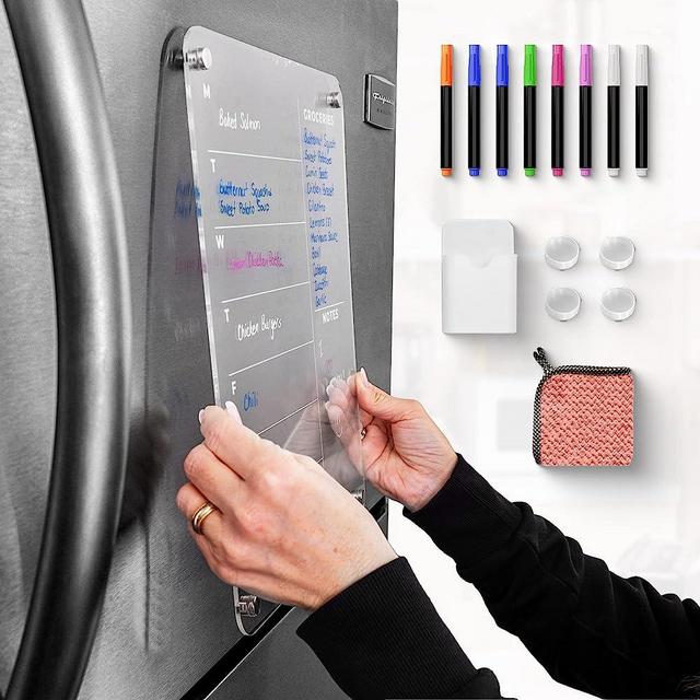 11" x 14" Magnetic Weekly Menu Board for Kitchen Fridge| 8 Markers Included| Magnetic Dry Erase Board for Fridge| Weekly Dry Erase Board| Weekly Meal Planner