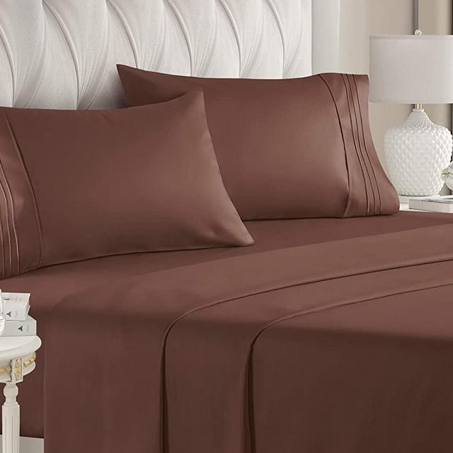 King Size Sheet Set - 4 Piece Set - Hotel Luxury Bed Sheets - Extra Soft - Deep Pockets - Easy Fit - Breathable & Cooling - Wrinkle Free - Comfy – Brown Chocolate Bed Sheets - Kings Sheets – 4 PC