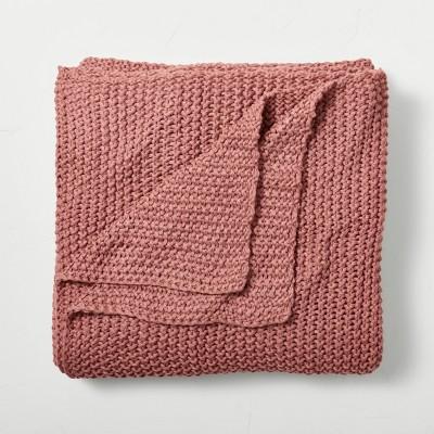 Chunky Knit Bed Blanket - Grey