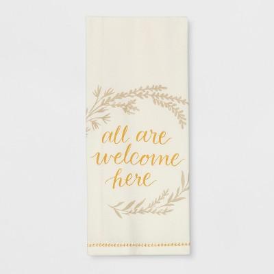 28"x18" All are Welcome Printed Kitchen Towel Cream - Threshold™