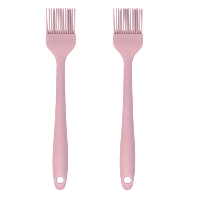 Silicone Pastry Brush Set – 2-Piece Set of Basting Brushes for Cuisine and BBQ – Kitchen Tools and Accessories with Comfortable Handles, Heat-Resistant Utensils for Cooking & Baking – Pastel Pink