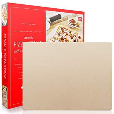 Pizza Stone, Engineered Tuff Cordierite Durable, Heavy Duty Ceramic, Baking Stone, Pizza Pan, Perfect for Oven, BBQ and Grill, Thermal Shock Resistant, Durable and Safe, 15x12 Inch Rectangular