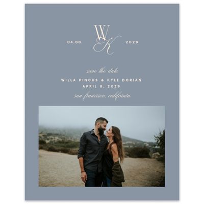 Dusty Blue Wedding Digital Save the Date - Lux Portrait
