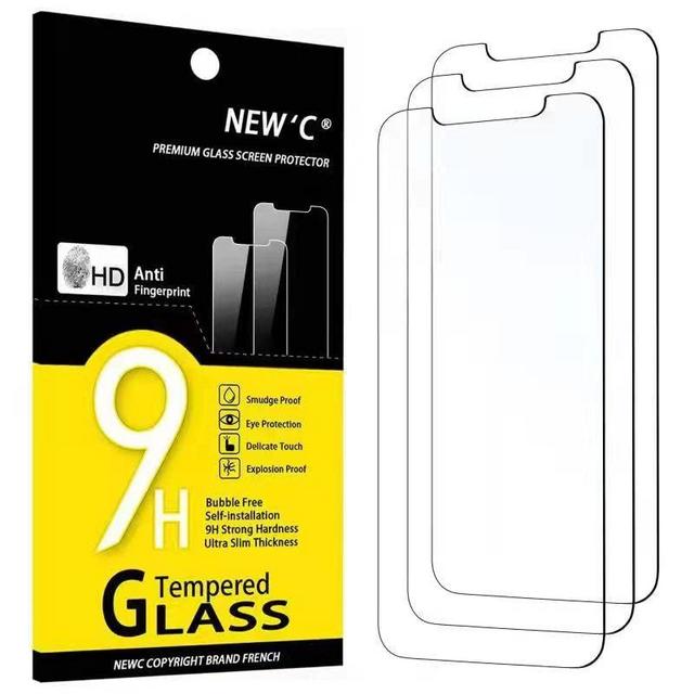NEW'C Pack of 3, Glass Screen Protector for iPhone 11 and iPhone XR (6.1"), Anti-Scratch, Anti-Fingerprints, Bubble-Free, 9H Hardness, 0.33mm Ultra Transparent, Ultra Resistant Tempered Glass