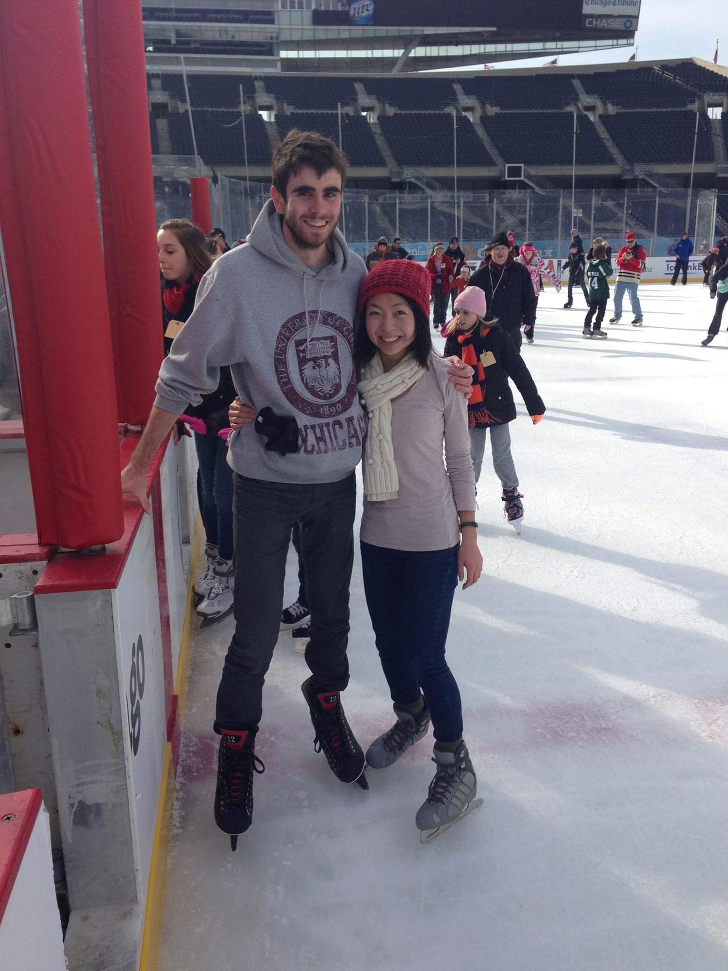 Winter 2013 - One of our first dates ice skating in Soldier Field. John’s first Christmas present to Megan was a pair of fleece lined ice skates to keep her toes warm.