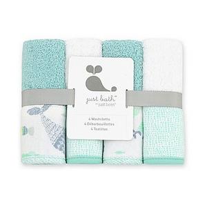 Just Bath by Just Born™ 4-Pack Under the Sea Washcloths in Sea Glass
