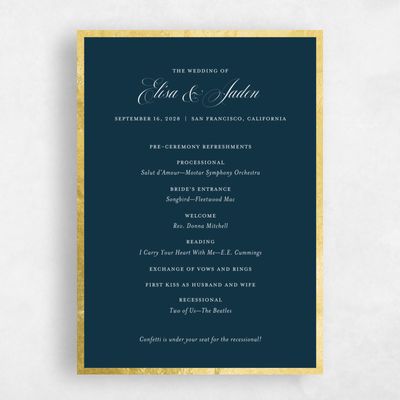 Deepest Teal, Blue Wedding Program - Azurite Foil