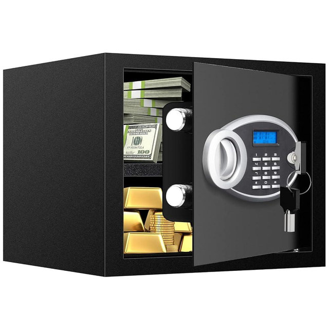 1.7 CUFT Home Safe Fireproof Waterproof, Anti-Theft Digital Security Personal Safe Box with Electronic Keypad and Removable Shelf, Small Fireproof Safe for Documents Money, Jewelry, Medications