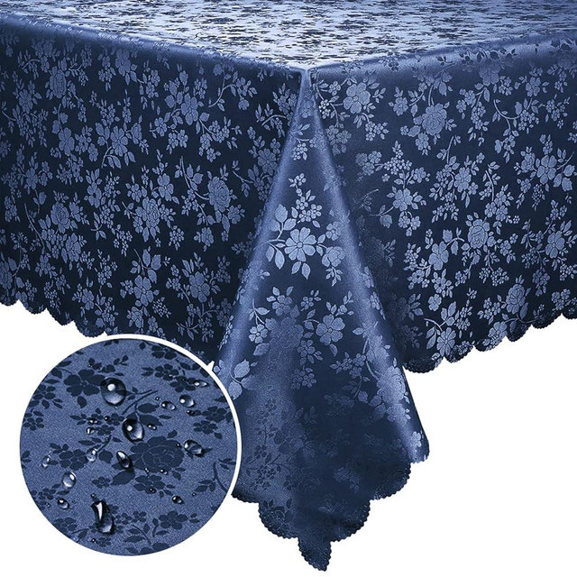 Smiry Rectangle Table Cloth, Waterproof Heavy Duty Vinyl Tablecloths, Wipeable Washable Table Cover for Kitchen and Dining Room (Navy Blue, 60" X 120")